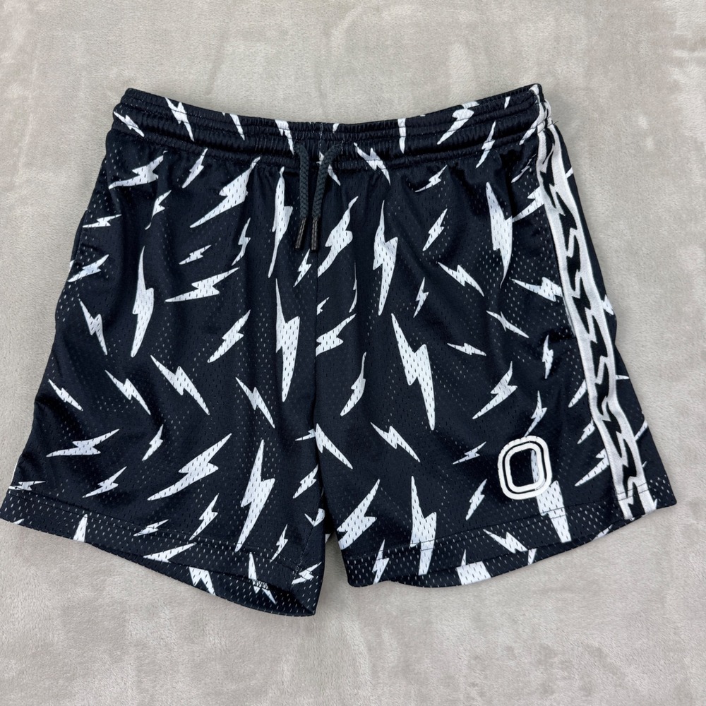 Overtime Lightning Bolt Shorts Mens Small Black White Mesh Athletic Basketball